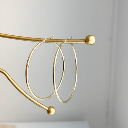 10KT Yellow Gold Thin Round Tube Hoop Earrings 55mm