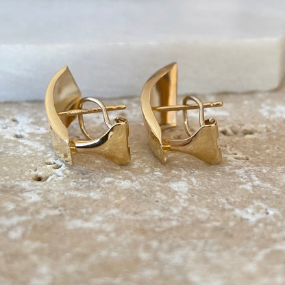 14KT Yellow Gold Hammered Hinged Omega Back Earrings, 14KT Yellow Gold Hammered Hinged Omega Back Earrings - Legacy Saint Jewelry