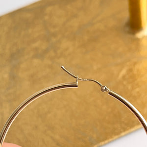 10KT Yellow Gold Thin Round Tube Hoop Earrings 55mm