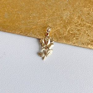 14KT Yellow Gold Small Rose Flower Pendant Charm