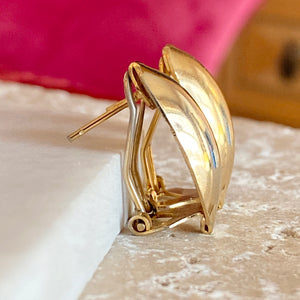 Estate Yellow Gold-Tone Polished Omega Back Oval Earrings - Legacy Saint Jewelry