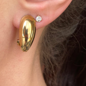 Estate Yellow Gold-Tone Polished Omega Back Oval Earrings - Legacy Saint Jewelry
