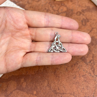 14KT White Gold Celtic Trinity Knot Triangle Pendant