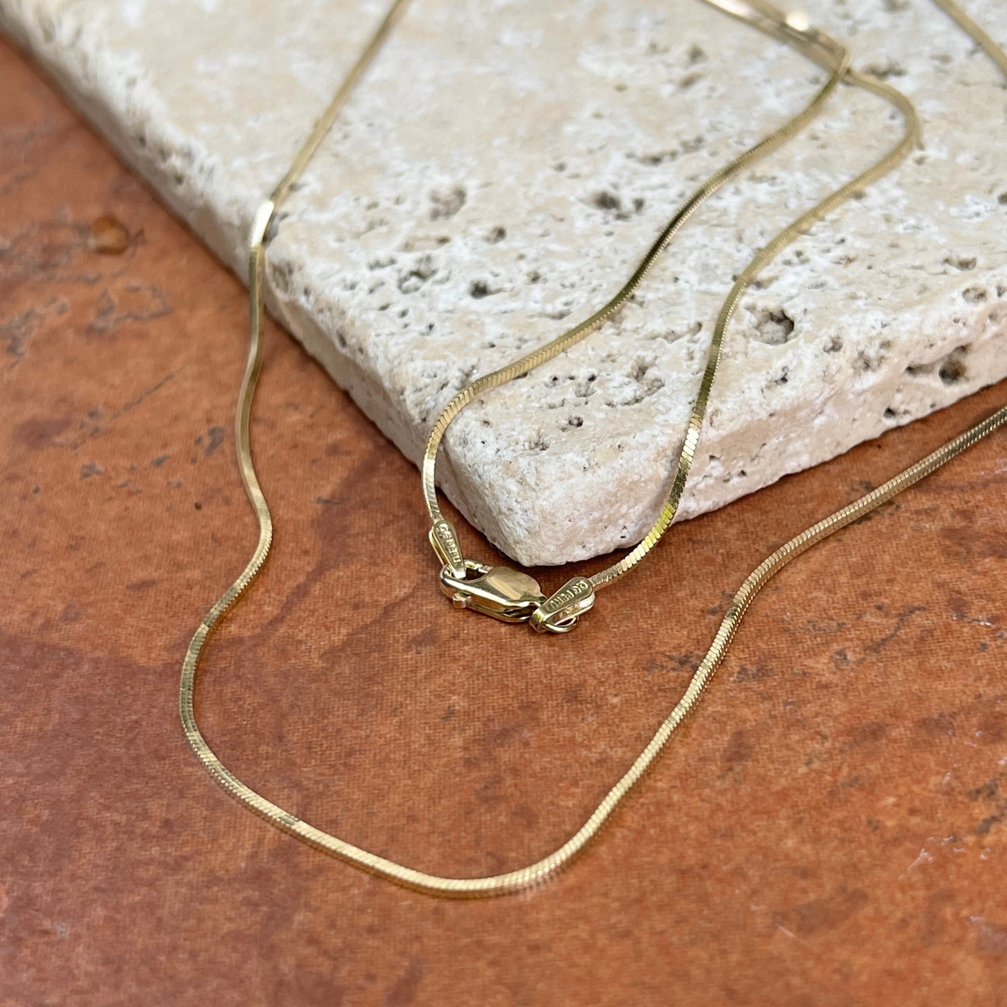 14KT Yellow Gold Diamond-Cut 1.2mm Squared Snake Chain Necklace