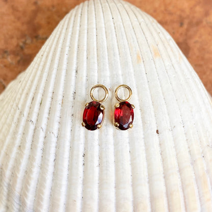 Estate 14KT Yellow Gold Oval Garnet Earring Charms