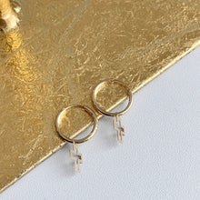 Load image into Gallery viewer, 14KT Yellow Gold Cross Charm Endless Hoop Earrings 15mm