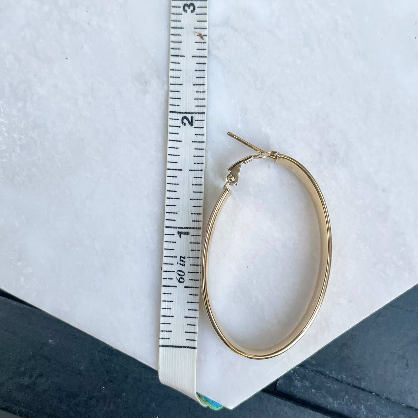 14KT Yellow Gold 7mm Oval Large Hoop Earrings 43mm