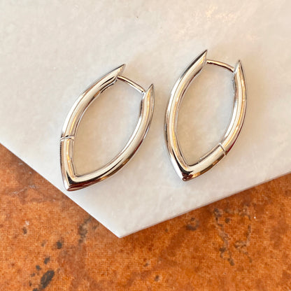 Sterling Silver Oval Round Tube Hinged Huggie Hoop Earrings, Sterling Silver Oval Round Tube Hinged Huggie Hoop Earrings - Legacy Saint Jewelry