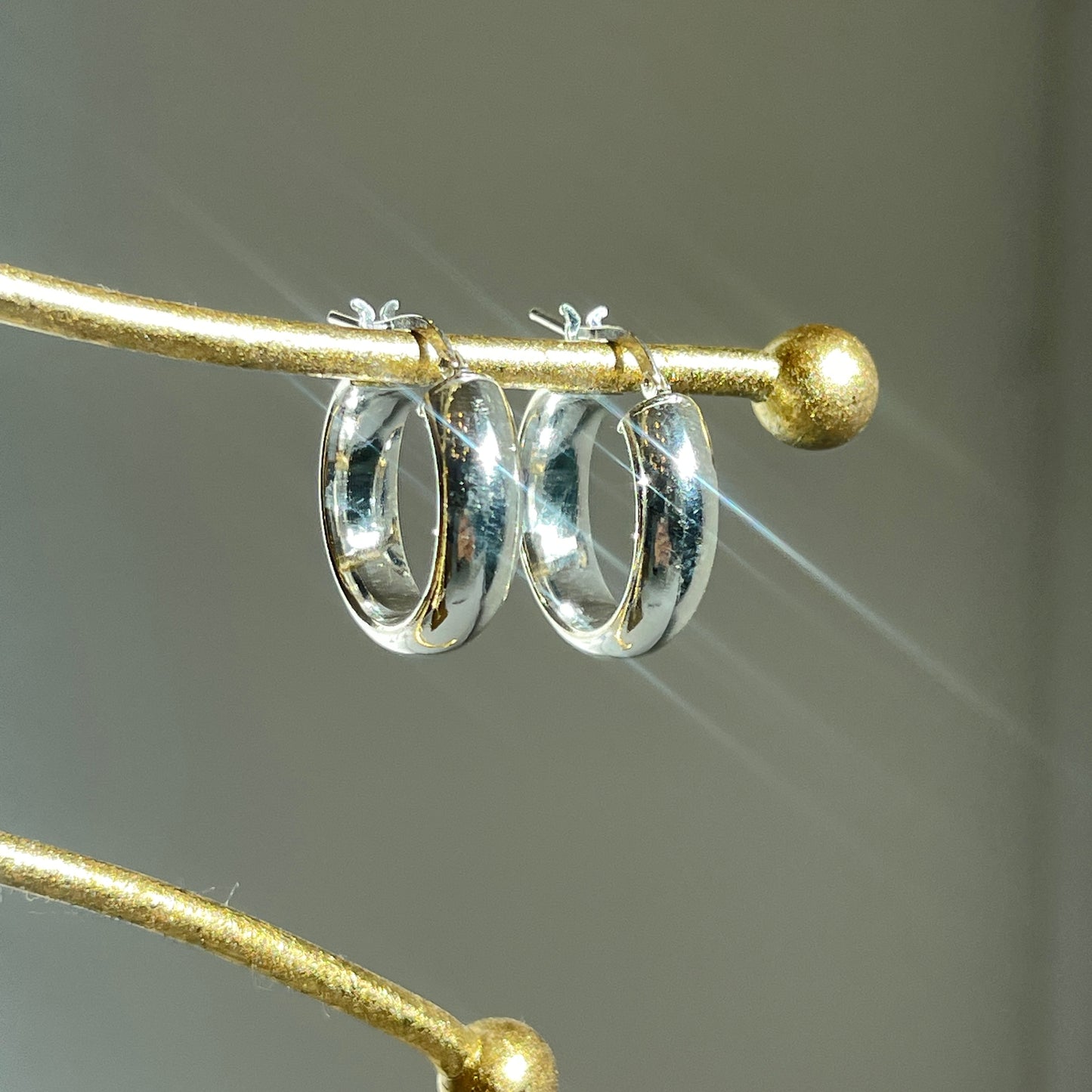 Sterling Silver Half-Round Tube Hoop Earrings 23mm