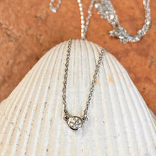 Load image into Gallery viewer, Platinum Bezel Set 1/10 CT Diamond Pendant Chain Necklace