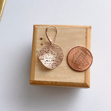 Load image into Gallery viewer, 14KT Rose Gold Matte Textured Cobweb Disc Lever Back Earrings