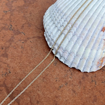 14KT Yellow Gold Solid 1mm Cable Chain Necklace