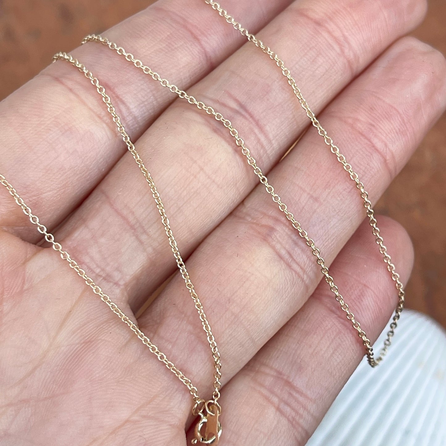 14KT Yellow Gold Solid 1mm Cable Chain Necklace