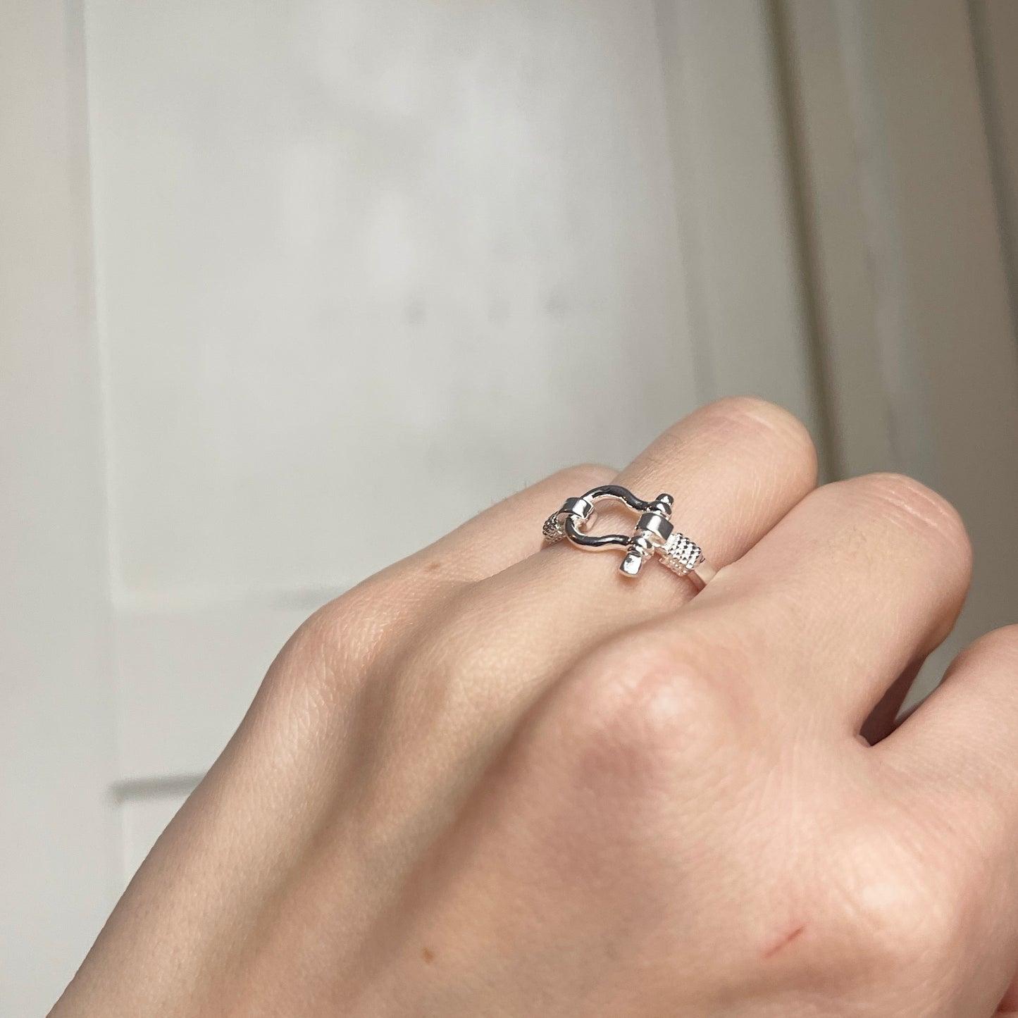 Sterling Silver Shackle Rope Edge Ring