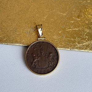 Estate 14KT Yellow Gold 1808 East India Coin Bezel Pendant