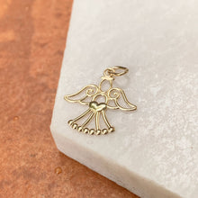Load image into Gallery viewer, 14KT Yellow Gold Cut-Out Guardian Angel with Heart Pendant Charm