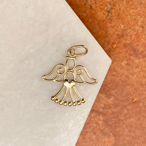 14KT Yellow Gold Cut-Out Guardian Angel with Heart Pendant Charm