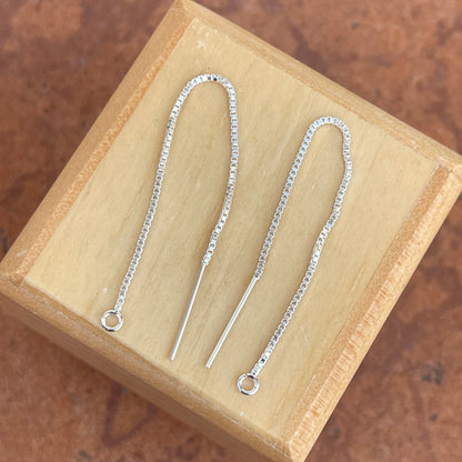 Sterling Silver Threader Box Chain Bar Ear Wire Open Ring Earrings