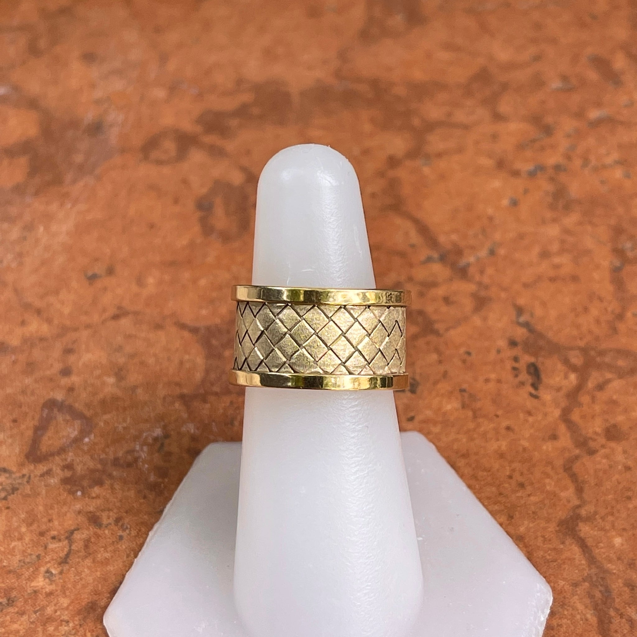 14KT Yellow Gold Mesh Weave Flexible Cigar Band Ring – LSJ