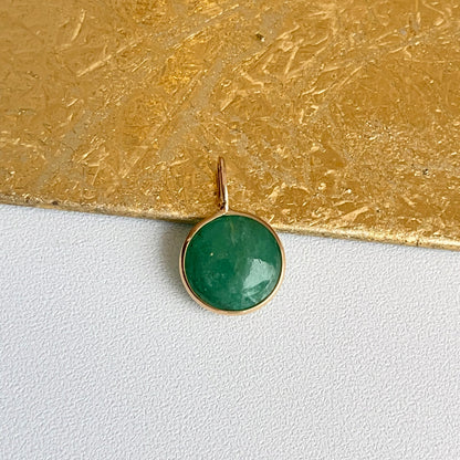 18KT Yellow Gold Cabochon Bezel Emerald Drop Pendant