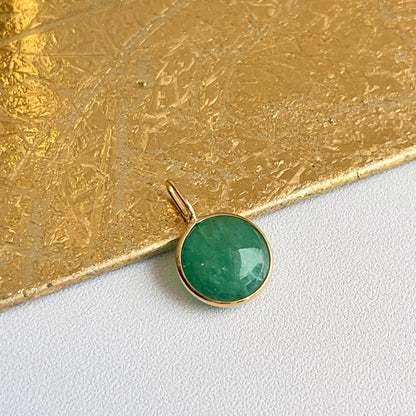 18KT Yellow Gold Cabochon Bezel Emerald Drop Pendant