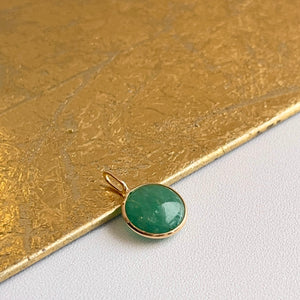 18KT Yellow Gold Cabochon Bezel Emerald Drop Pendant