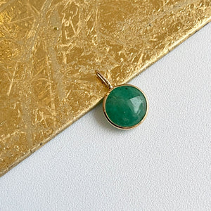 18KT Yellow Gold Cabochon Bezel Emerald Drop Pendant