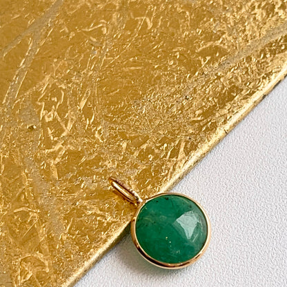 18KT Yellow Gold Cabochon Bezel Emerald Drop Pendant