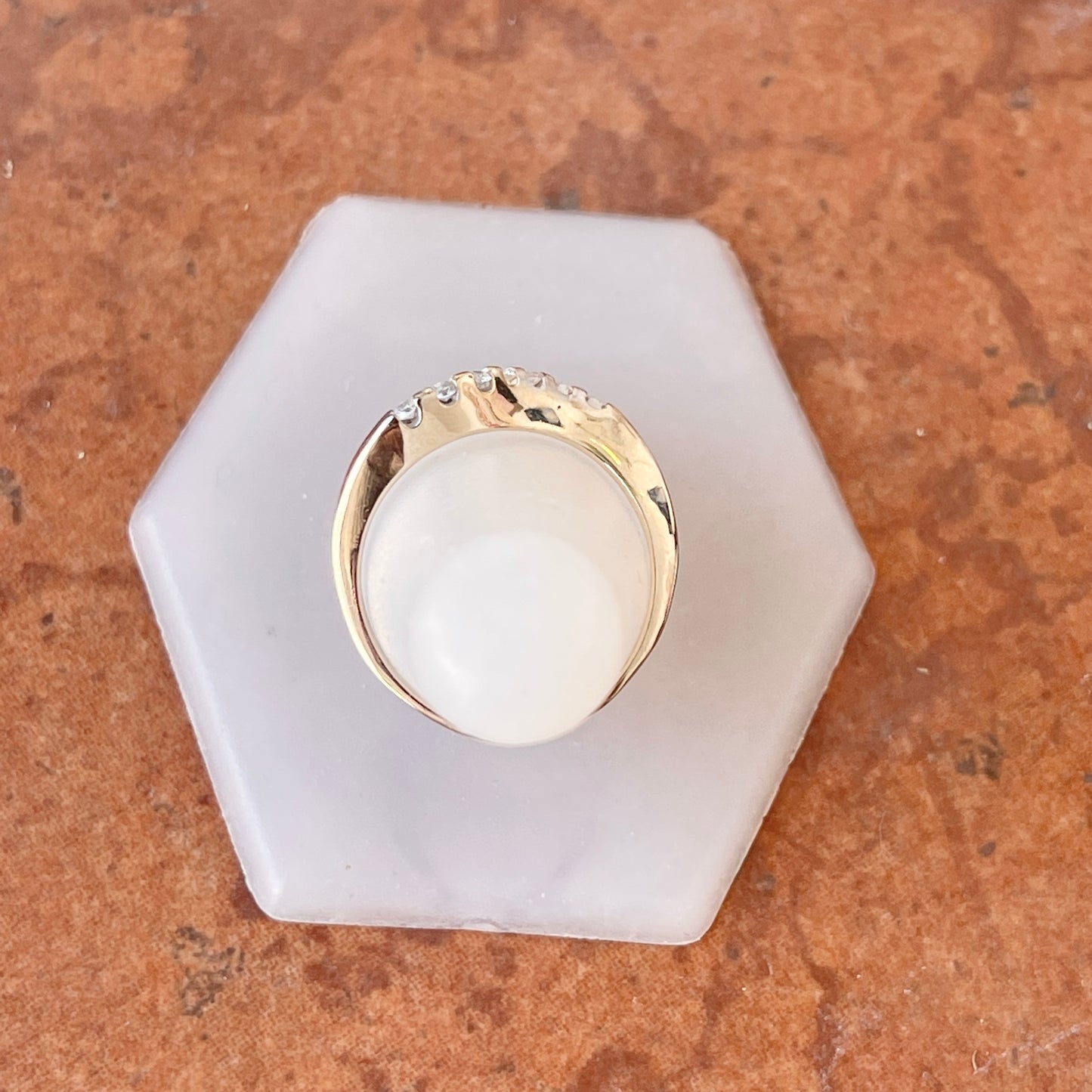 Estate 14KT White Gold Curved Contempo Diamond Ring