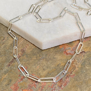 Sterling Silver Polished Open Paper Clip Chain Link Necklace 3.8mm