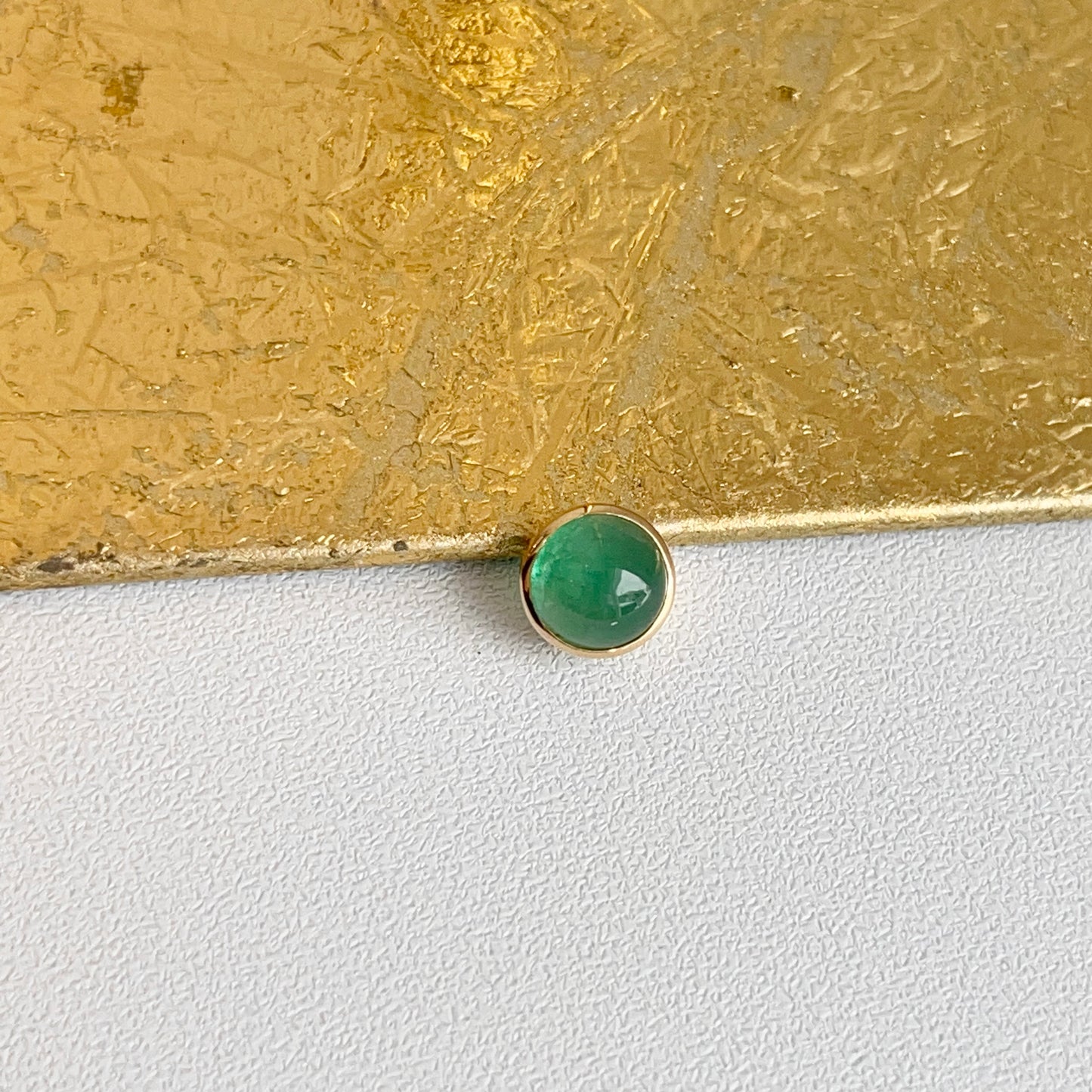 18KT Yellow Gold Round Bezel Emerald Pendant Slide