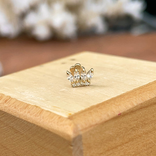 14KT Yellow Gold Marquise CZ Cartilage Stud Earring