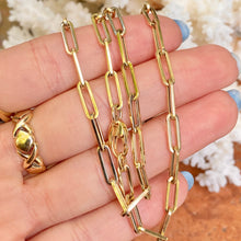 Load image into Gallery viewer, 14KT Yellow Gold Polished 4mm Paper Clip Chain Link Necklace