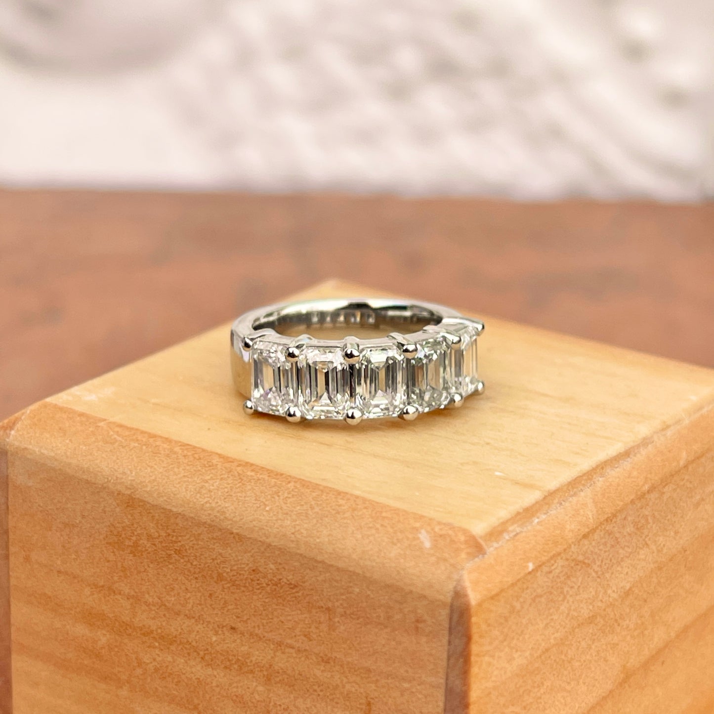 Platinum 2.50 CT Emerald-Cut Lab Diamond Eternity Band Ring