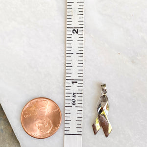 Sterling Silver Polished Cancer Awareness Ribbon Pendant 24mm