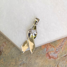 Load image into Gallery viewer, Sterling Silver Polished Cancer Awareness Ribbon Pendant 24mm
