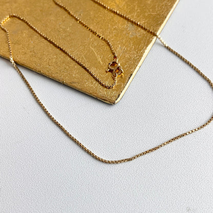 Estate 14KT Yellow Gold 1.1mm Box Chain Necklace 15.5"