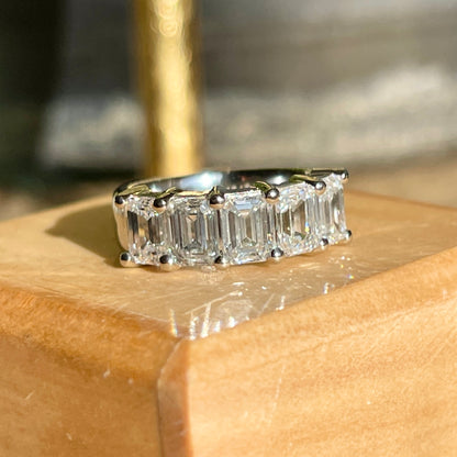 Platinum 2.50 CT Emerald-Cut Lab Diamond Eternity Band Ring