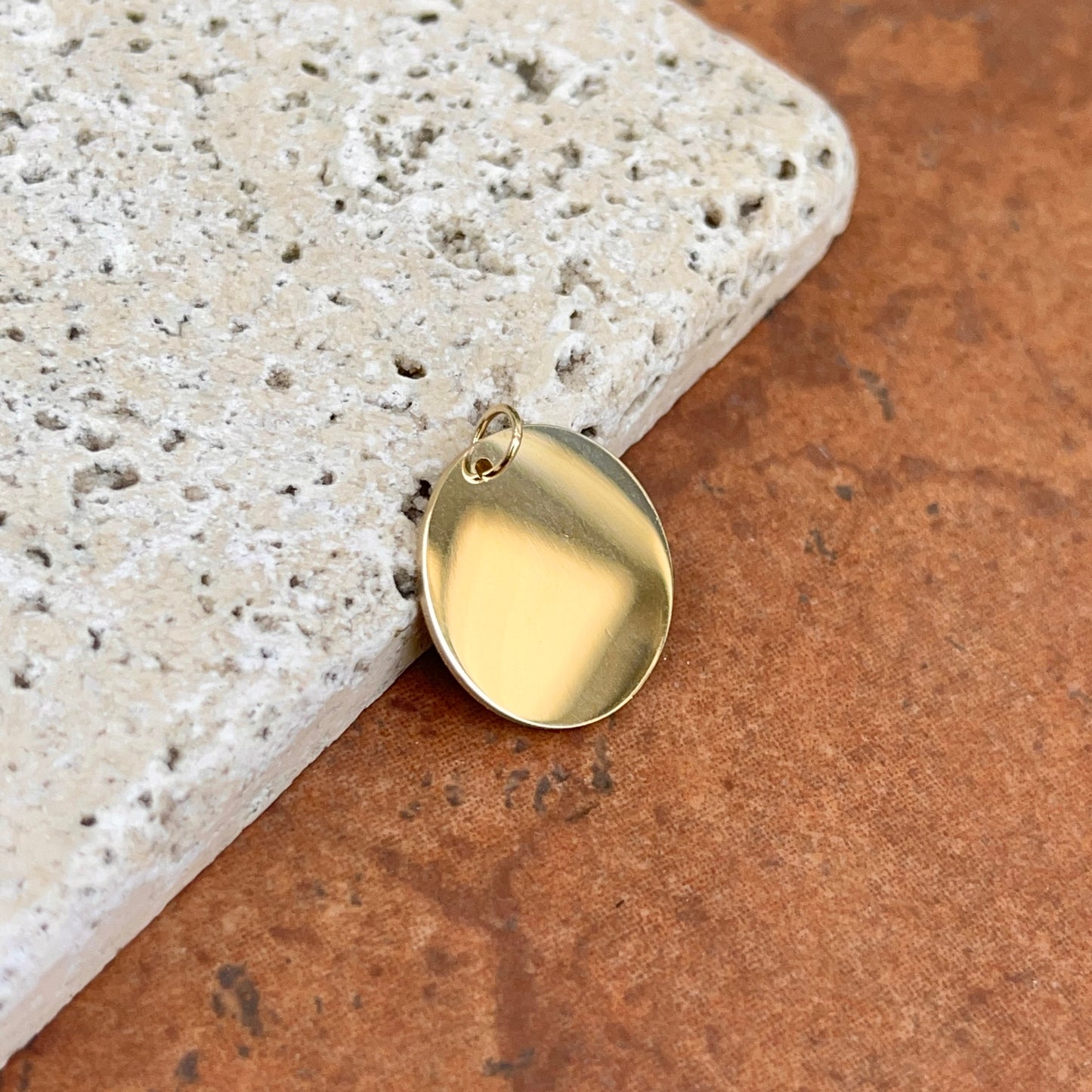 14KT Yellow Gold Polished Round Disc Pendant 19mm