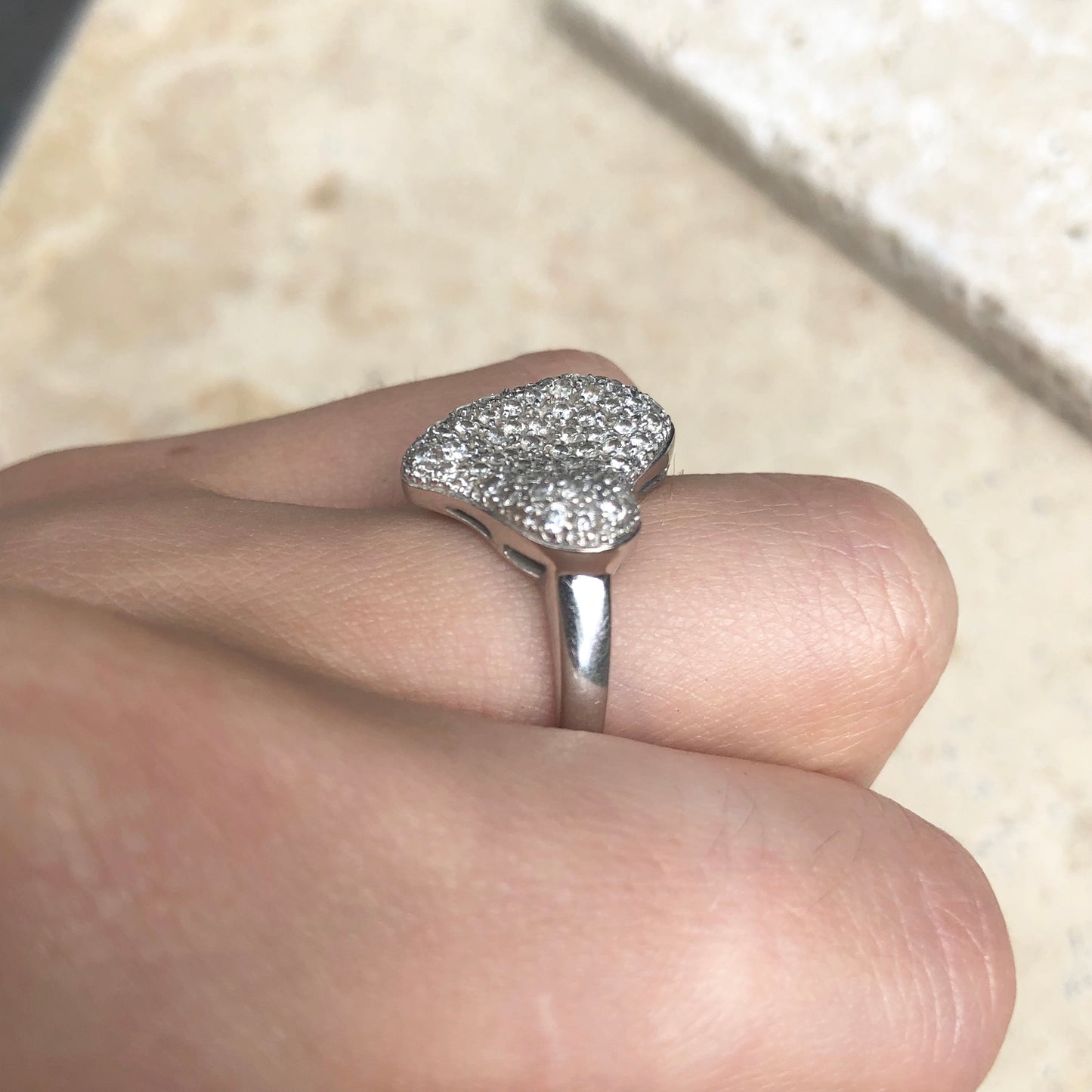 Estate 18KT White Gold Pave Diamond Abstract Heart Ring Size 6.75, Estate 18KT White Gold Pave Diamond Abstract Heart Ring Size 6.75 - Legacy Saint Jewelry