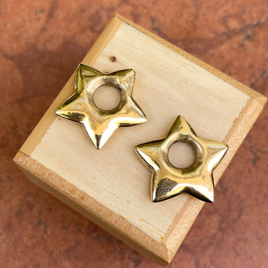 Estate 14KT Yellow Gold Puffed Star Earring Charms