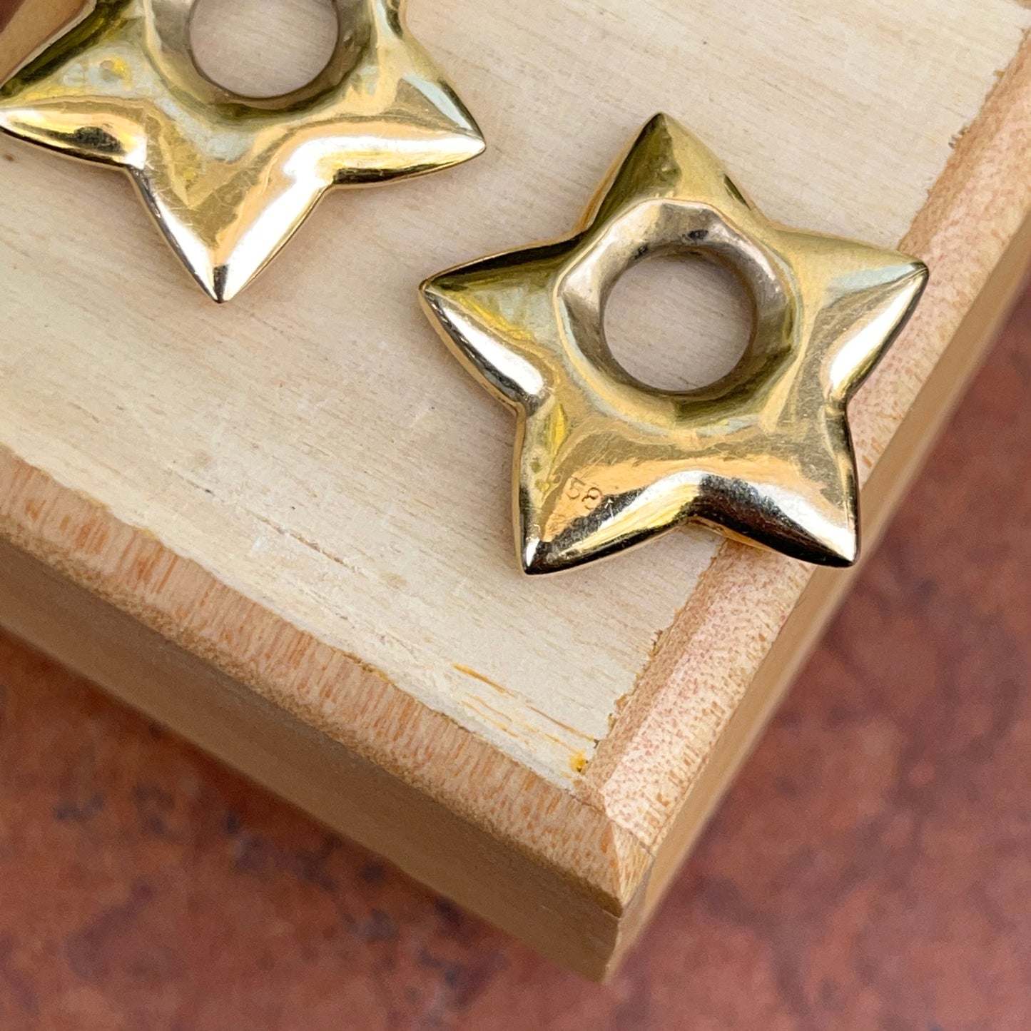 Estate 14KT Yellow Gold Puffed Star Earring Charms