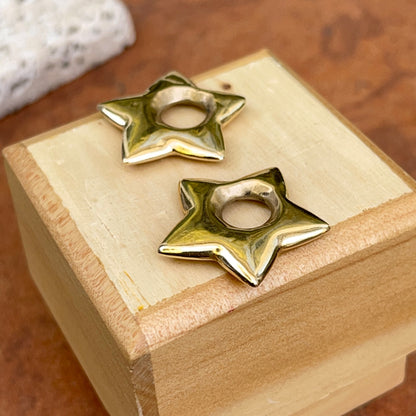 Estate 14KT Yellow Gold Puffed Star Earring Charms