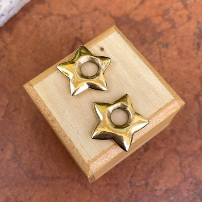 Estate 14KT Yellow Gold Puffed Star Earring Charms