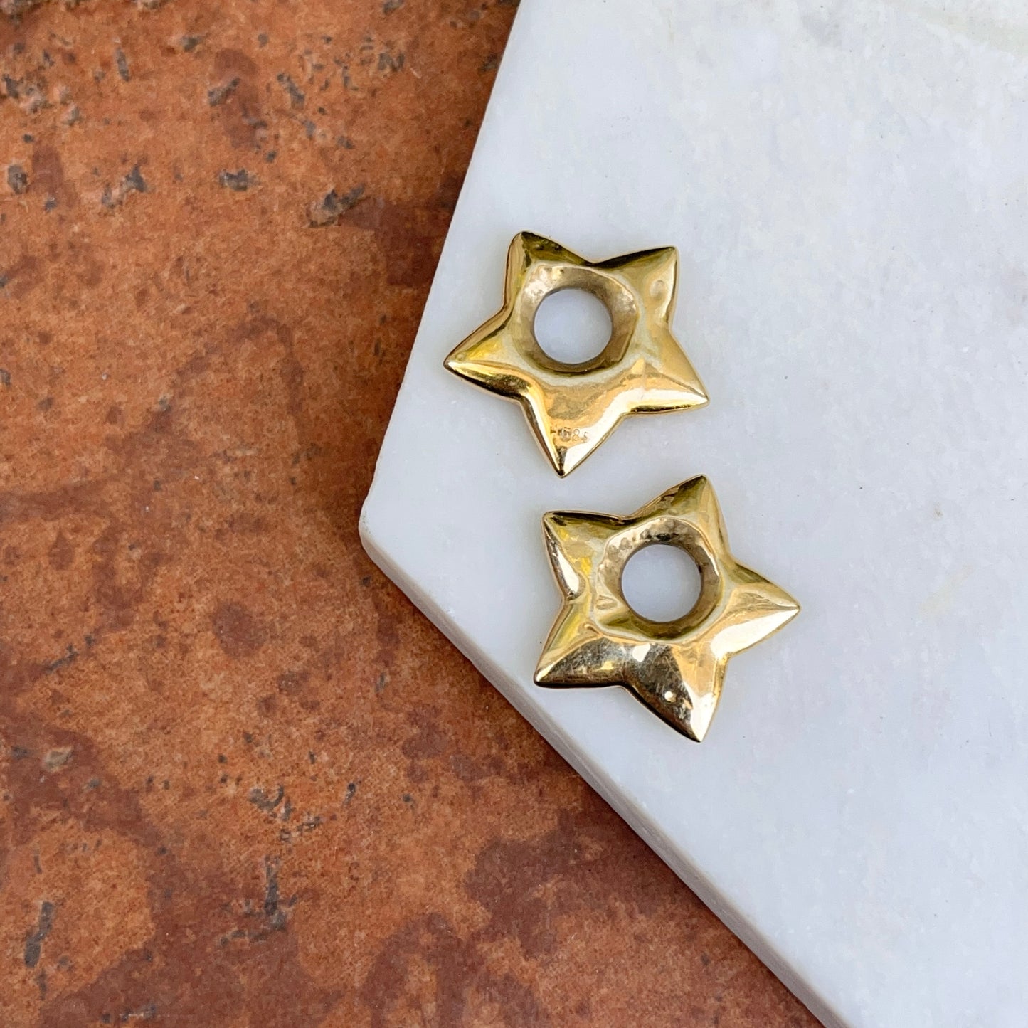 Estate 14KT Yellow Gold Puffed Star Earring Charms