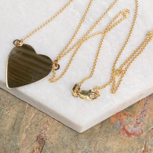 Load image into Gallery viewer, 14KT Yellow Gold Reversible Polished + Matte Heart Plate Pendant Necklace