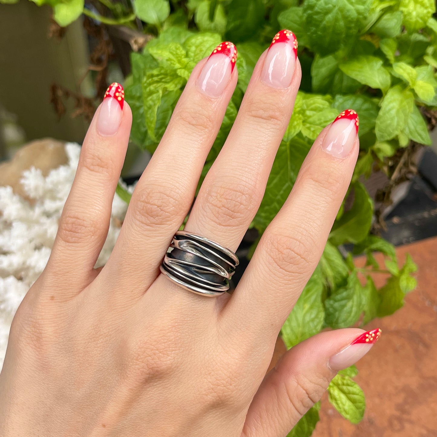 Sterling Silver Art Design Ridges Cigar Band Ring