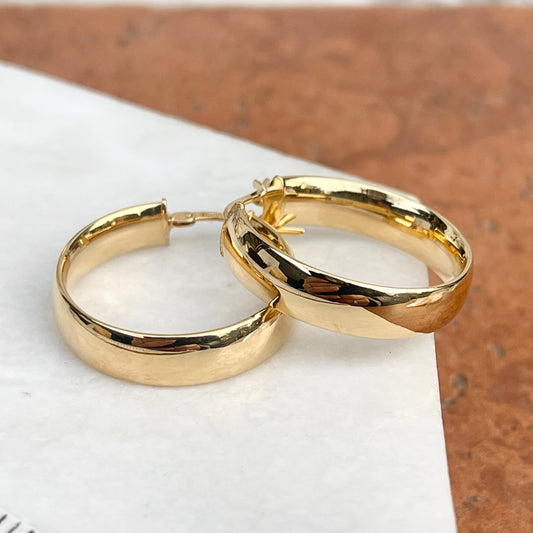 14KT Yellow Gold 6mm Wide Round Hoop Earrings 24mm