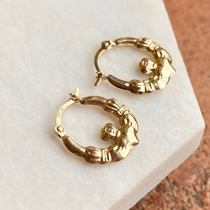 10KT Yellow Gold Small Celtic Claddagh Hoop Earrings, 10KT Yellow Gold Small Celtic Claddagh Hoop Earrings - Legacy Saint Jewelry