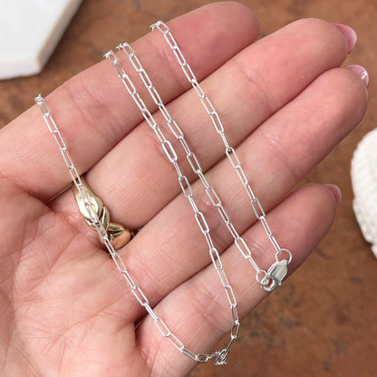Sterling Silver Flat 1.95mm Paper Clip Chain Necklace
